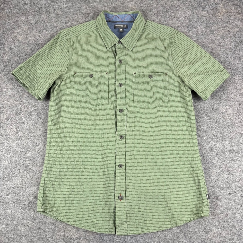 Toad‎ & Co Harris Slim Fit Button Up Shirt Cotton Pockets Green Mens Medium M